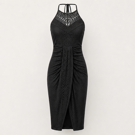 Marisol – Halter Neck Asymmetrical Eyelet Maxi Summer Dress + 50% OFF