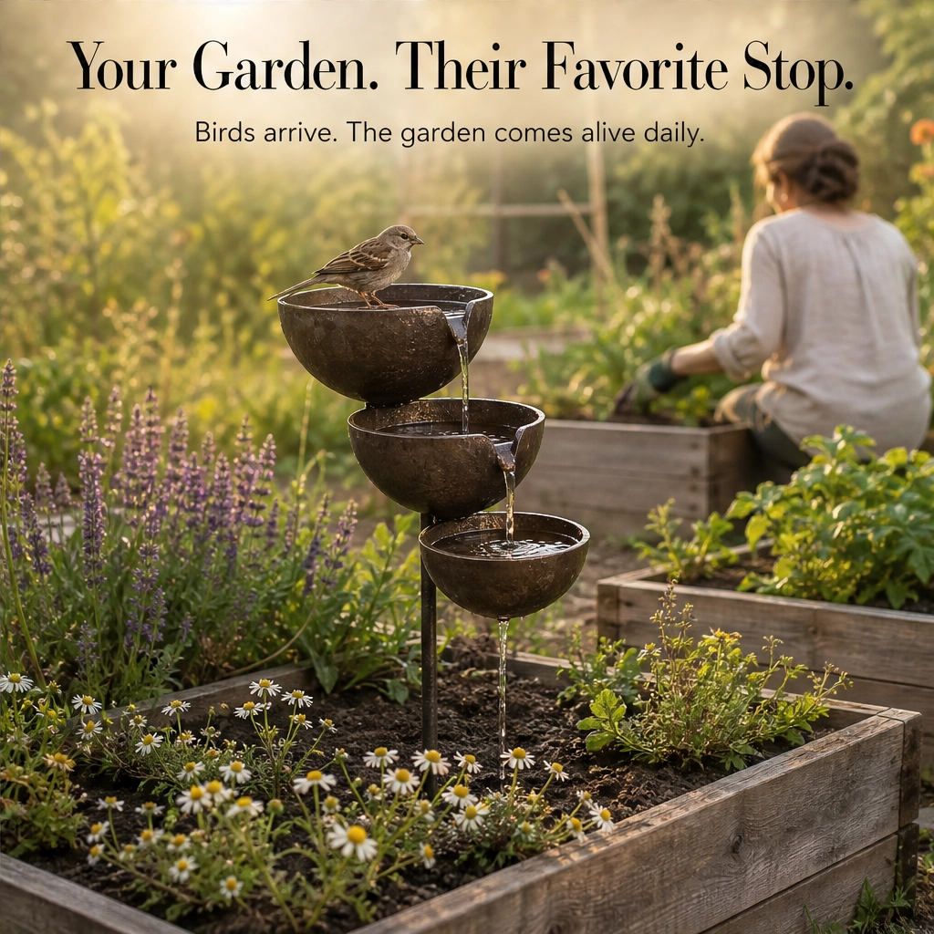 Rillbrook™ – 3-Tier Cascading Rain Catcher Bird Bath Garden Stake + 50% OFF