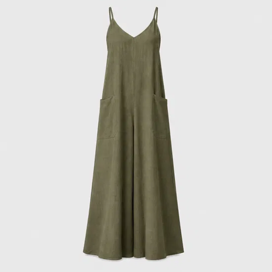 Sundra™ – Cotton-Linen Wide-Leg Jumpsuit with Pockets & Adjustable Straps + 50% OFF
