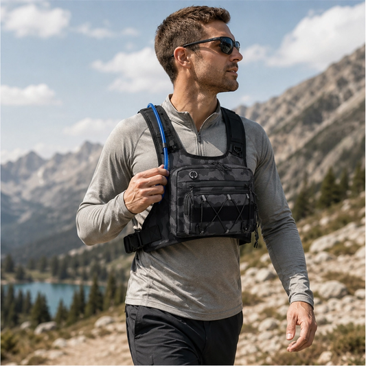 Flintrek – Hands-Free Hydration Chest Rig with 2L Bladder & Front Storage + 50% OFF