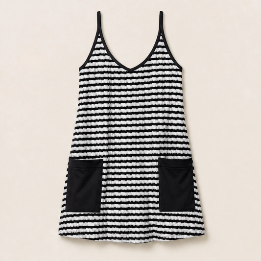 Solene – Striped Mini Dress with Built-In Shorts & Pockets + 50% OFF