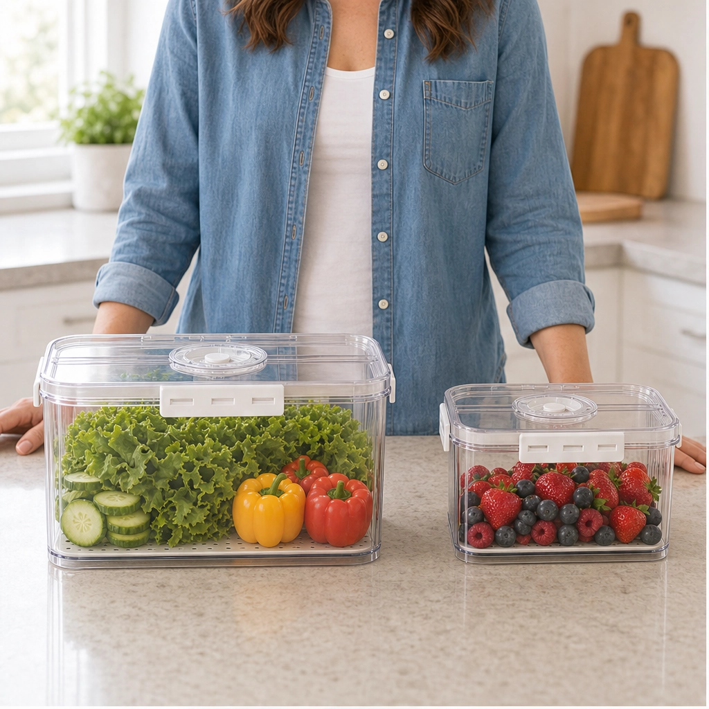 Timer Open Container Crispwell™ – Produce Freshness Containers with Date-Dial Timer, Draina ...