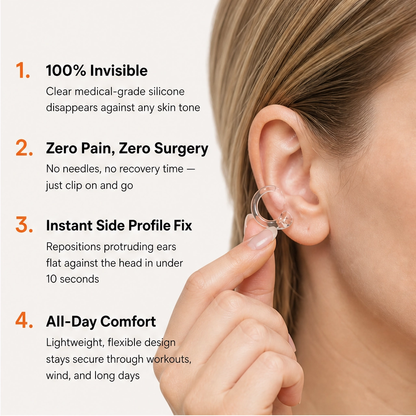 Veilo – Invisible Silicone Ear Clips, 10-Size Comfort Fit Set + 1+1 FREE