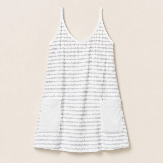 Solene – Striped Mini Dress with Built-In Shorts & Pockets + 50% OFF
