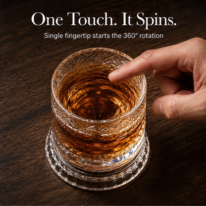 Caskwell™ – 360° Rotating Embossed Crystal Whiskey Tumbler + 50% OFF