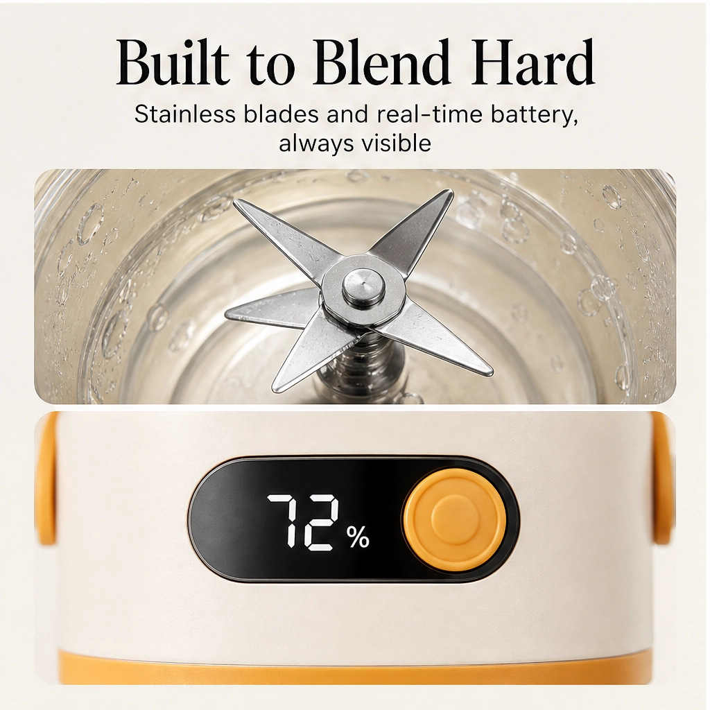 Bloomvolt™ – 1000mL Cordless Smoothie Blender with 18,000 RPM Motor & Smart Battery Display + 50% OFF