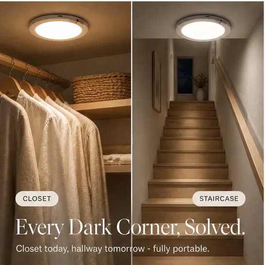 Lumenix™ – Wireless Motion Sensor Ceiling Light with 60-Day Battery & Magnetic Mount + 50% OFF