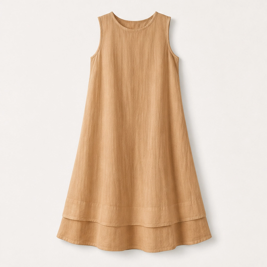 Veyla – Layered A-line Midi Dress with Hidden Pockets + 50% OFF