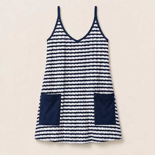 Solene – Striped Mini Dress with Built-In Shorts & Pockets + 50% OFF