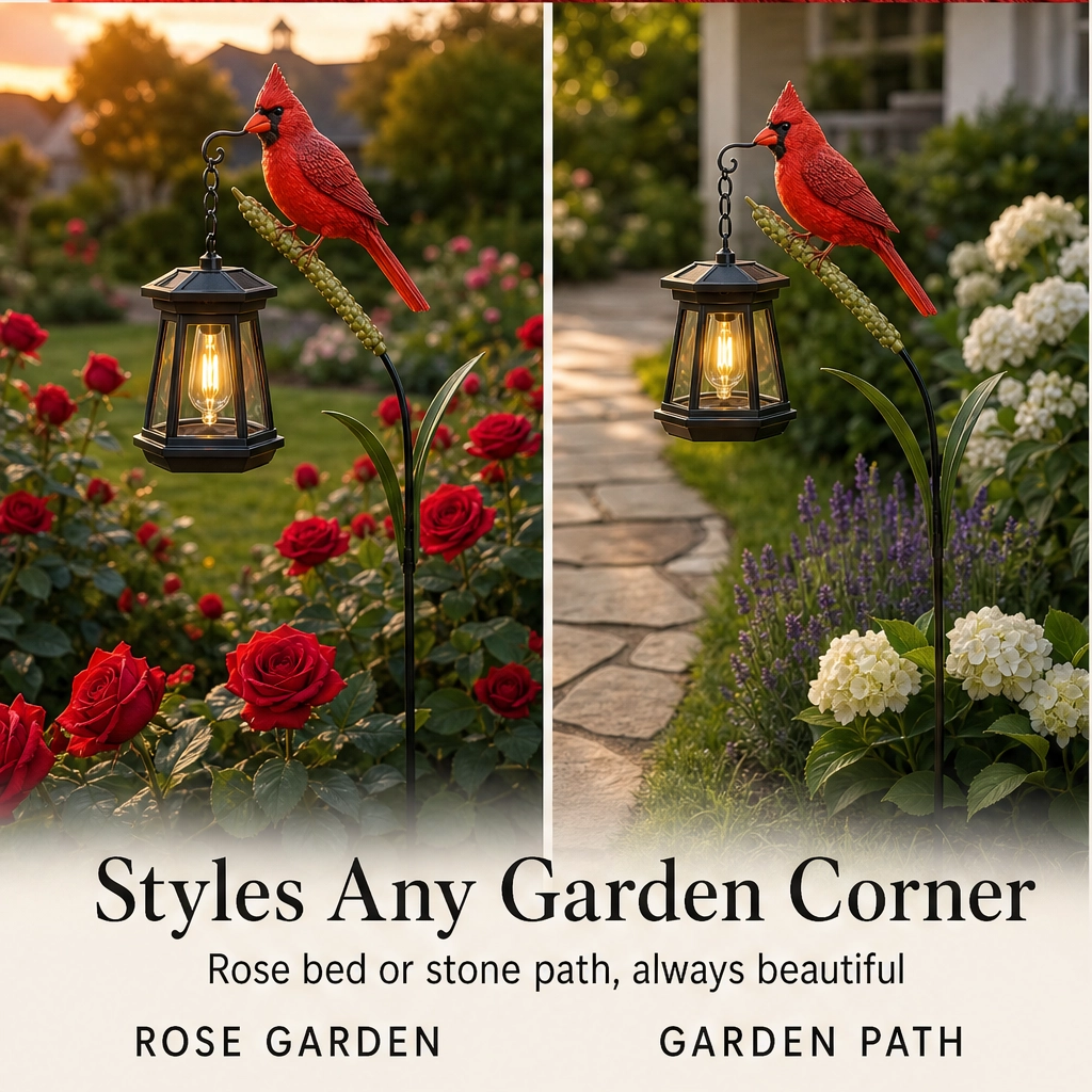 Emberwick – Solar Cardinal Lantern Garden Stake, Auto-On Warm Glow + 50% OFF