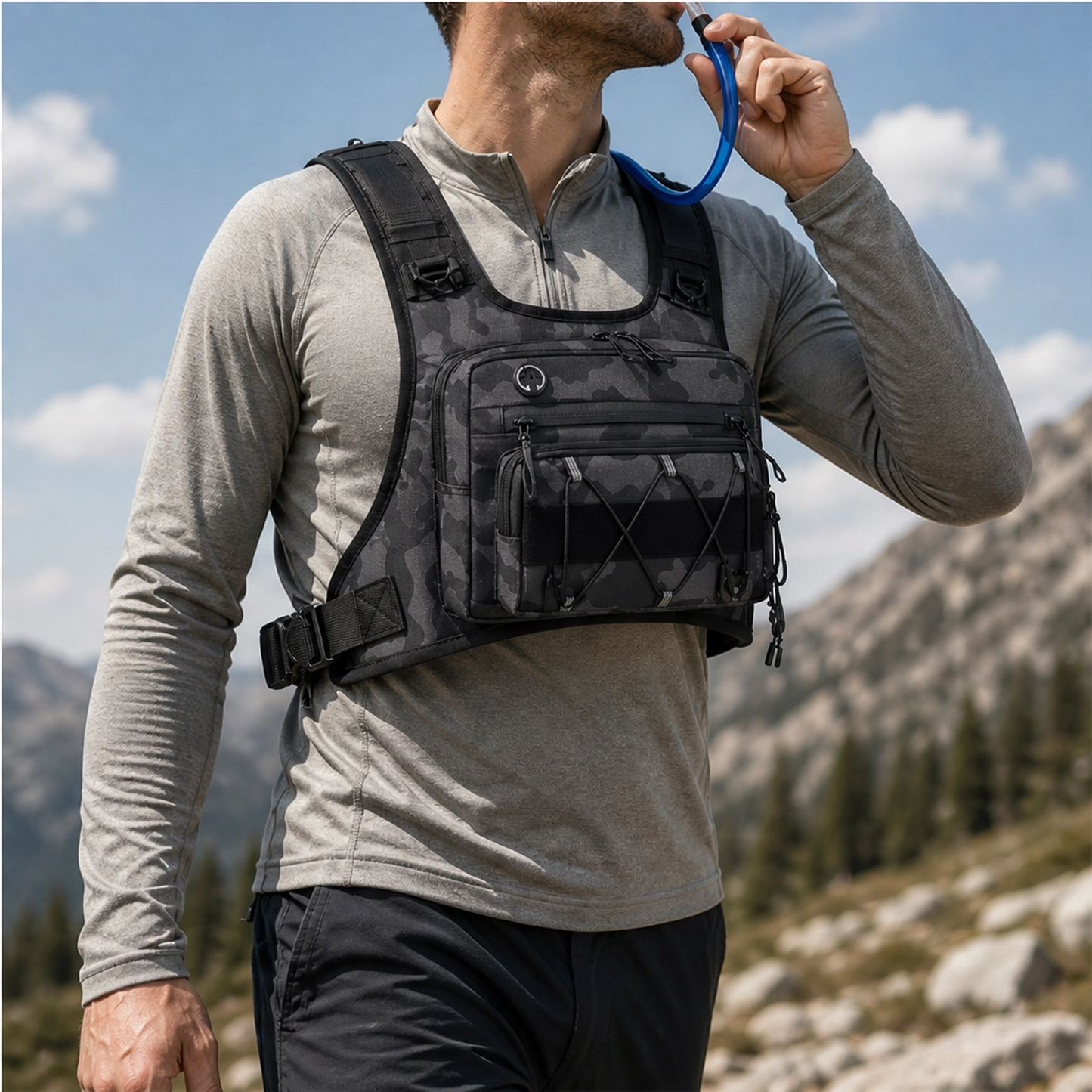 Flintrek – Hands-Free Hydration Chest Rig with 2L Bladder & Front Storage + 50% OFF