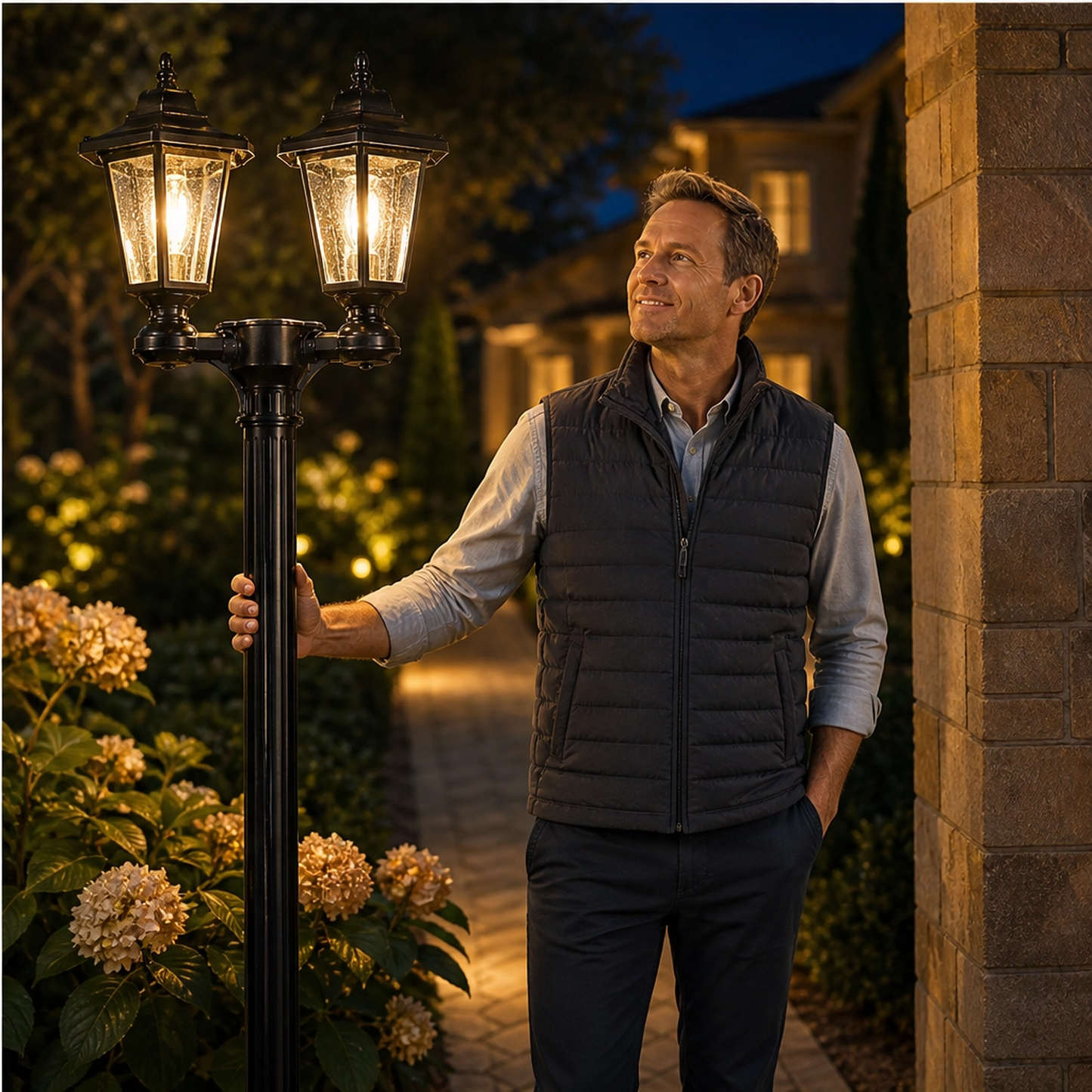 Duskholm – Solar Victorian Double-Head Lantern with Dusk-to-Dawn Glow + 50% OFF