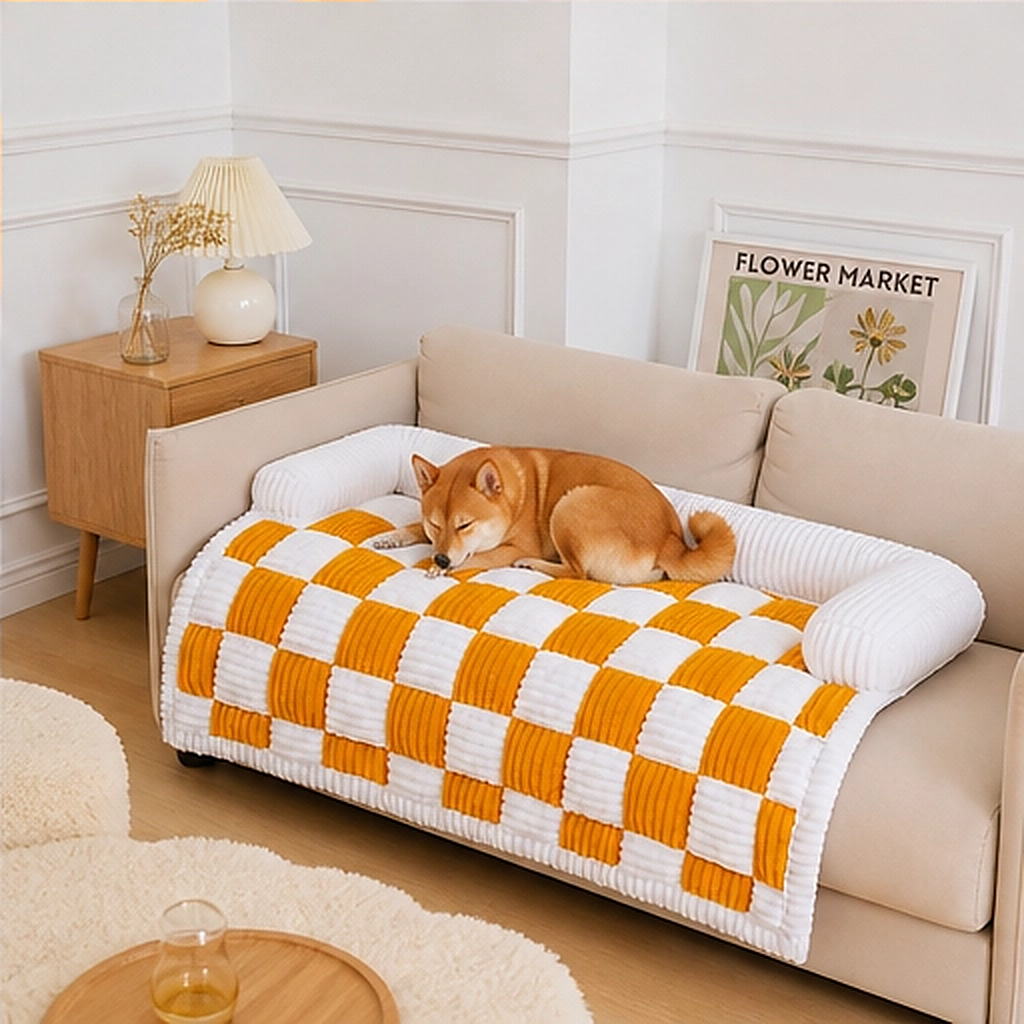 Denwyck – Plush Checkered Anti-Slip Dog Couch Mat & Furniture Protector + 50% OFF