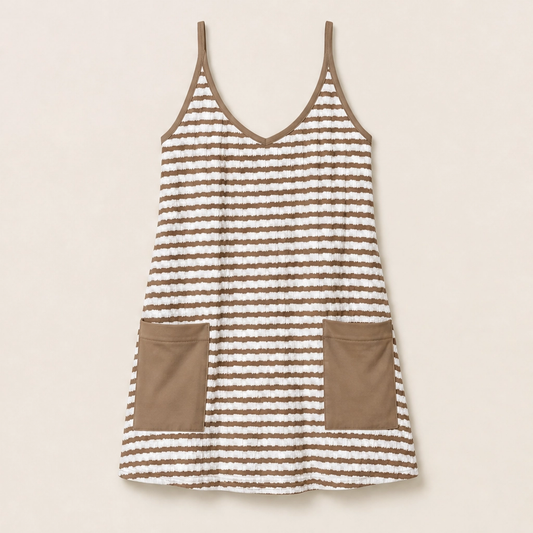 Solene – Striped Mini Dress with Built-In Shorts & Pockets + 50% OFF