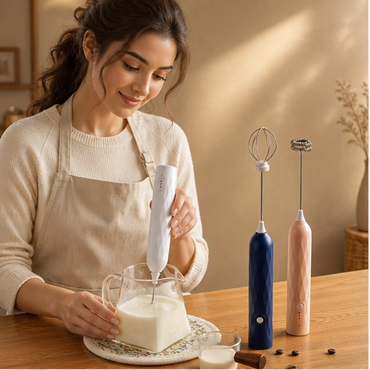 Cremara – 3-Speed Rechargeable Handheld Milk Frother & Whisk Set + 50% OFF