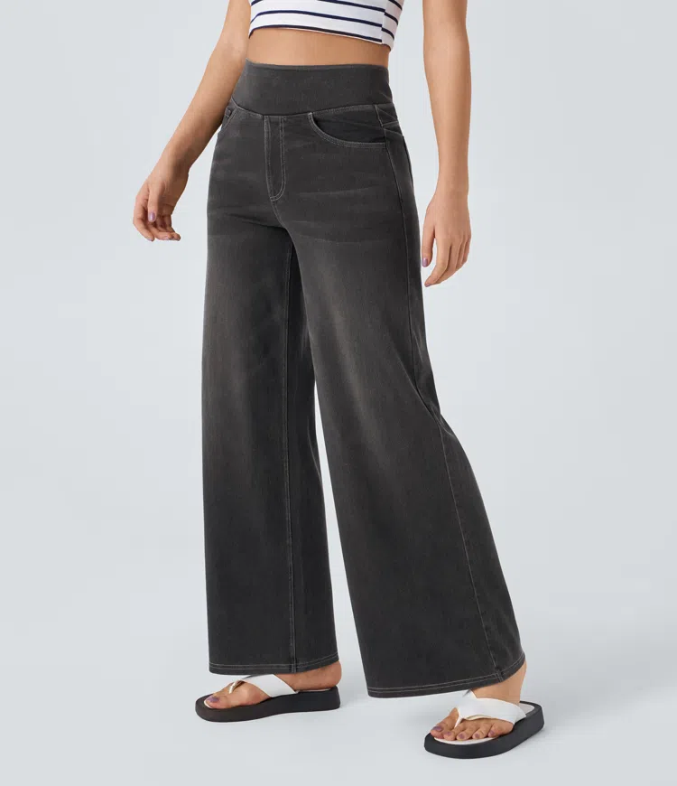 FlexiChic - Super Stretch High-Waisted Wide Leg Jeans + 50% OFF