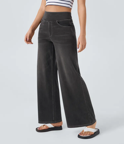FlexiChic - Super Stretch High-Waisted Wide Leg Jeans + 50% OFF