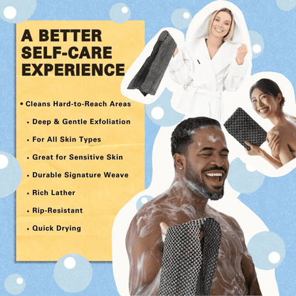 Exfoliating Antibacterial Shower Towel - Bamboo Charcoal Body Scrub Cloth - 50% OFF