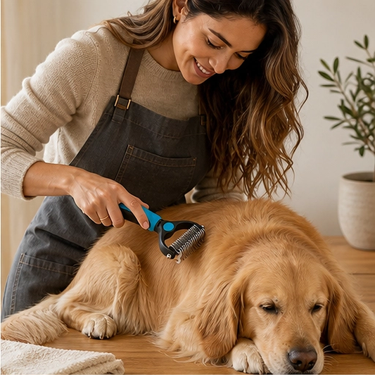 Furrow – Double-Sided Undercoat Rake & Dematting Brush for Dogs and Cats + 50% OFF