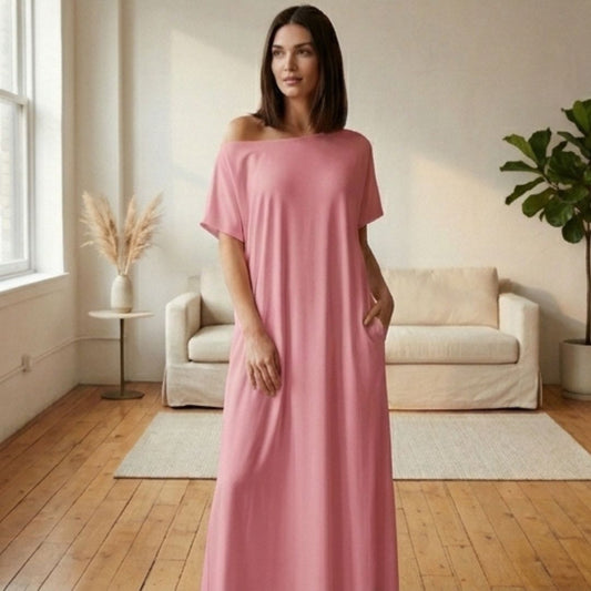 Driftwell™ – Flowy Off-Shoulder Loose Maxi Dress with Pockets + 50% OFF