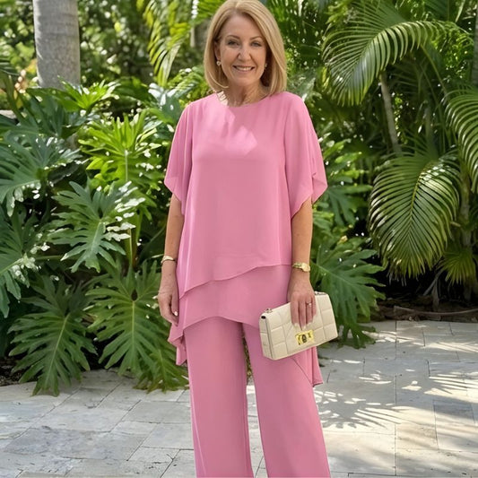 Drapelle™ – Asymmetric Layered Top & Wide Leg Pants Set + 50% OFF