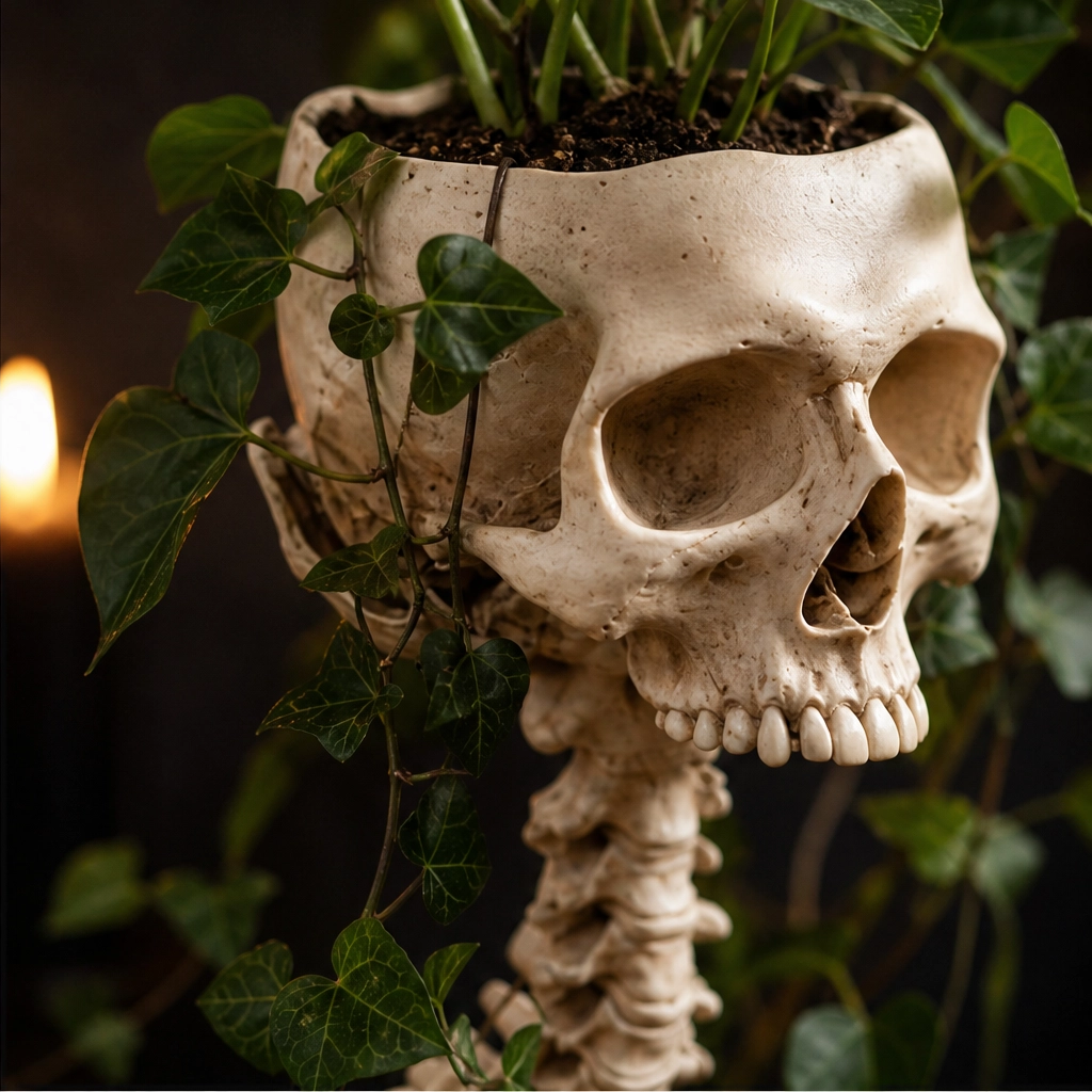 Vertebloom – Gothic Skull & Spine Statement Planter for Year-Round Decor + 50% OFF