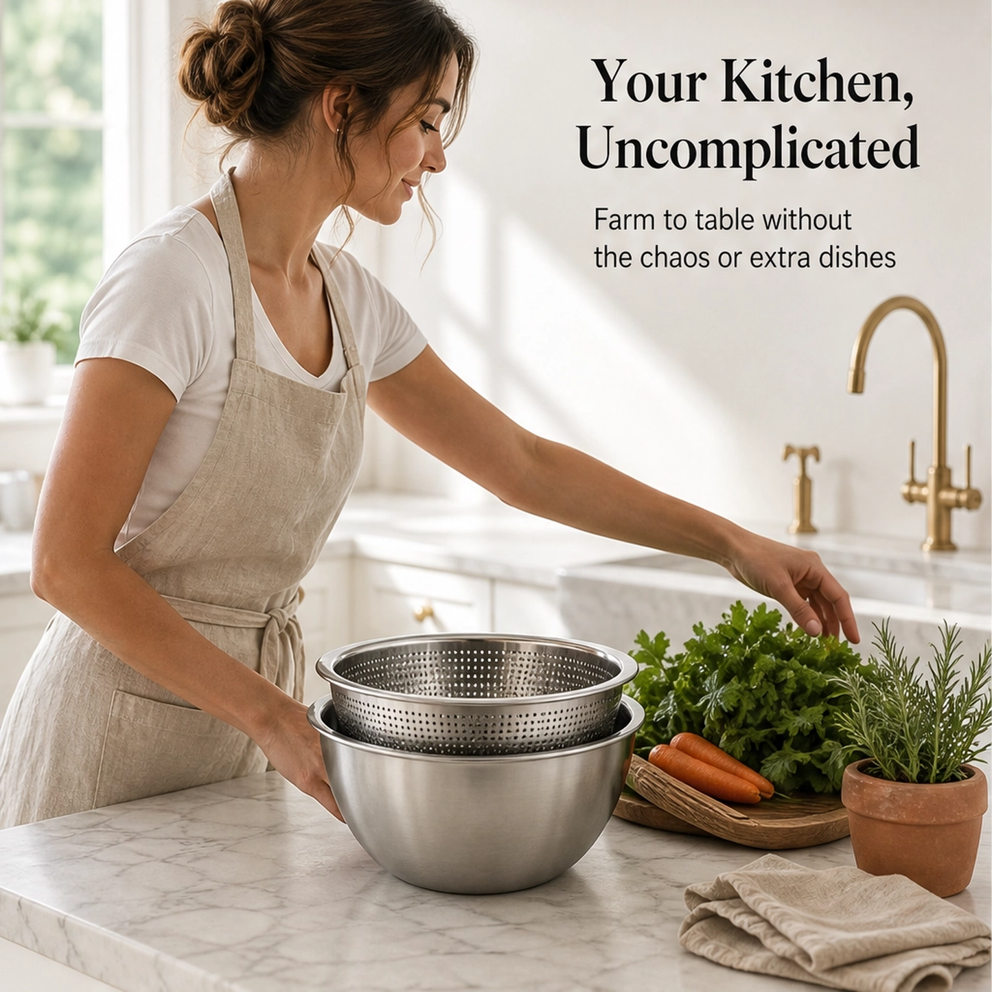 Prepwell – 3-in-1 Stainless Steel Basin with Grater Lid & Drain Basket + 50% OFF