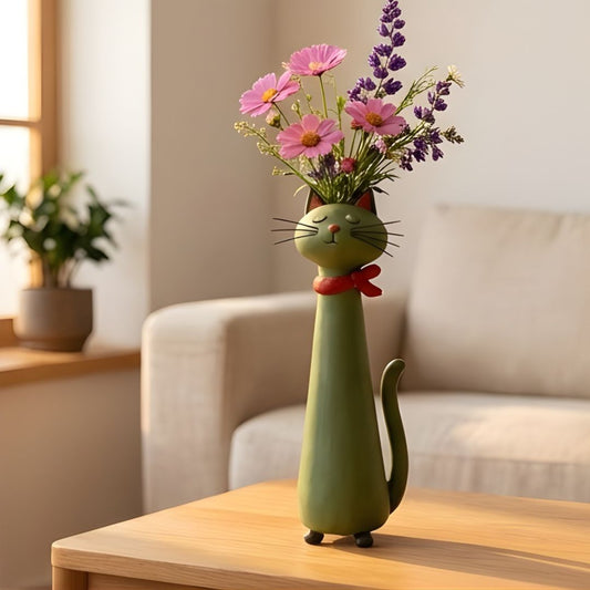 Bloomwhisk™ – Whimsical Cat Flower Vase Figurine | Hand-Painted Resin | Cat Lover Gift + 50% OFF