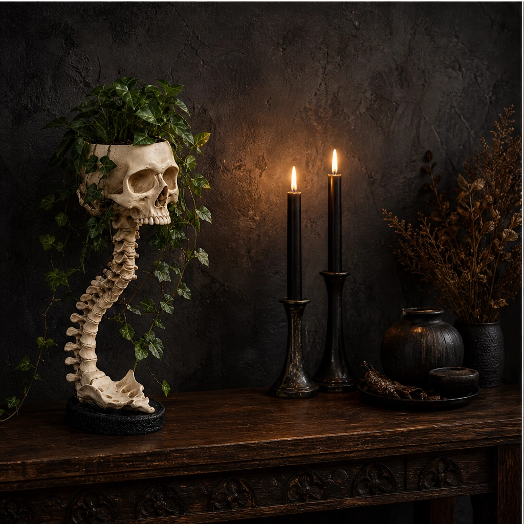 Vertebloom – Gothic Skull & Spine Statement Planter for Year-Round Decor + 50% OFF