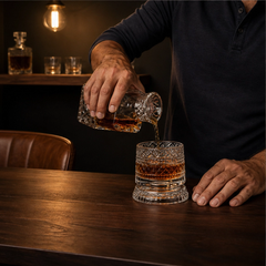 Caskwell™ – 360° Rotating Embossed Crystal Whiskey Tumbler + 50% OFF