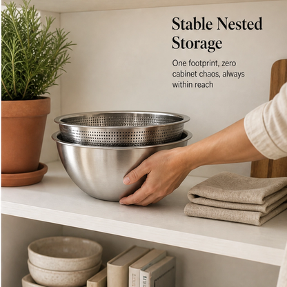 Prepwell – 3-in-1 Stainless Steel Basin with Grater Lid & Drain Basket + 50% OFF