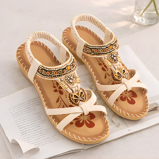 Soleaven™ – Boho Beaded Women's Sandals with Arch Support & Elastic Fit + 50% OFF