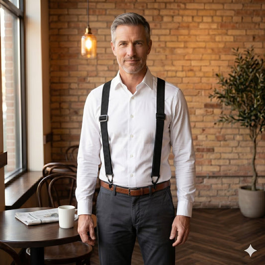 Ashworth™ – No-Slip X-Back Elastic Suspenders with Belt-Loop Hook Clips + 50% OFF
