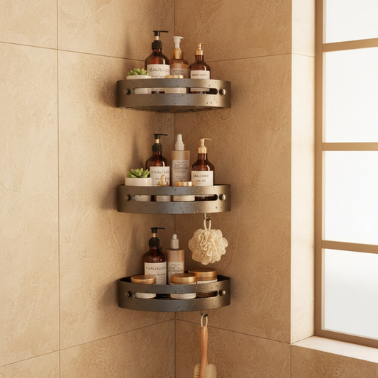Alcove™ – No-Drill Corner Shower Caddy with Suction Mount (3-Tier, 3-Pack) + 50% OFF