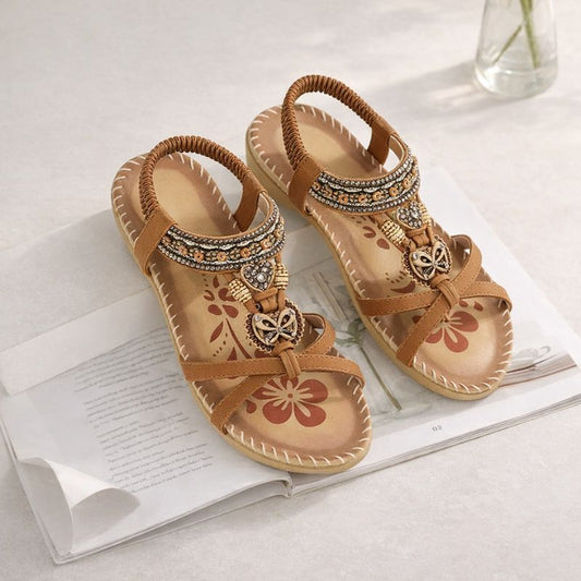Soleaven™ – Boho Beaded Women's Sandals with Arch Support & Elastic Fit + 50% OFF