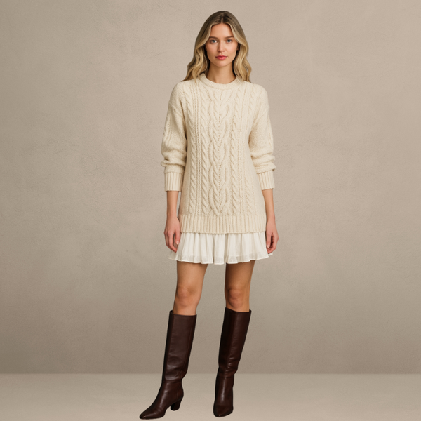 Cable Knit A-Line Sweater Dress