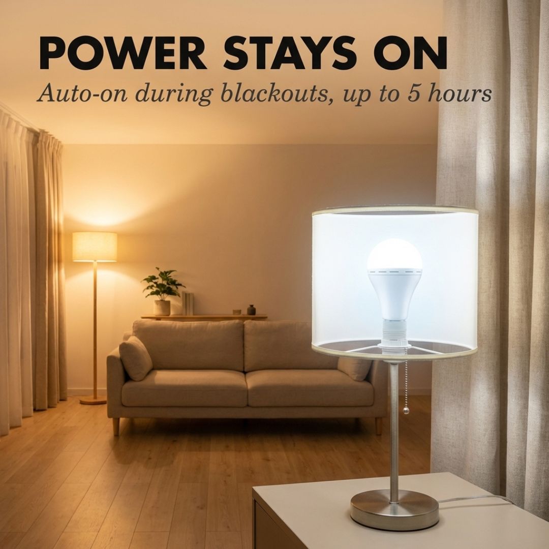 Havenbeam™ – Rechargeable Emergency LED Bulb, Auto-On During Power Outages, 4-in-1 Use + 50% OFF