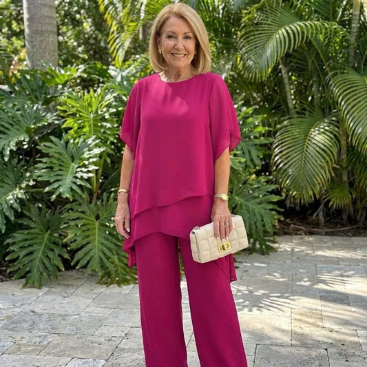 Drapelle™ – Asymmetric Layered Top & Wide Leg Pants Set + 50% OFF