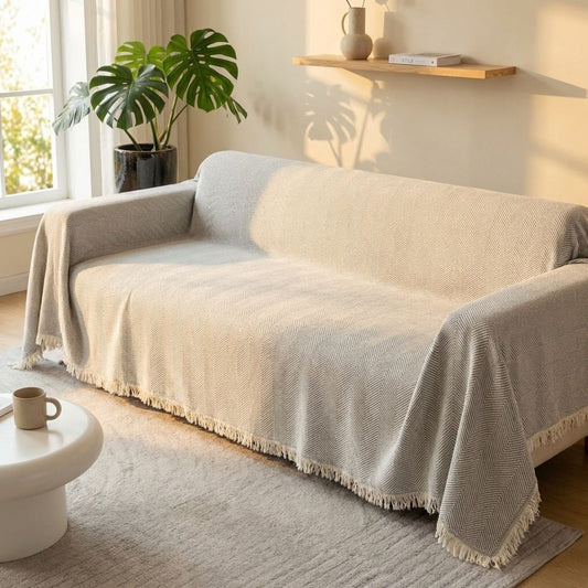 Hearthwick™ – Herringbone Chenille Tassel Sofa Cover Throw + 50% OFF