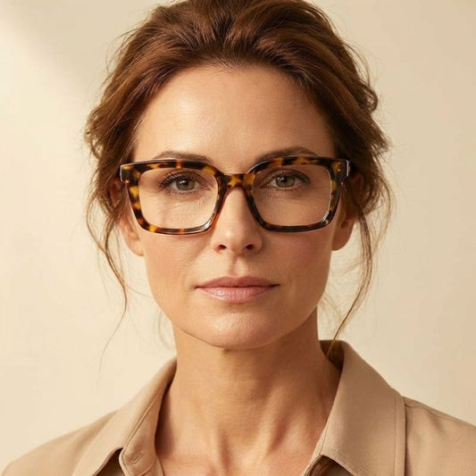Vistelle™ – Blue Light Blocking Oversized Square Tortoiseshell Reading Glasses + 50% OFF