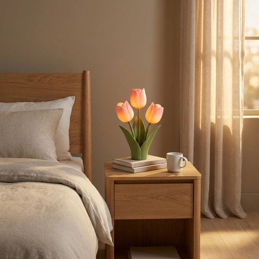 Bloomwick™ – Realistic LED Tulip Night Light with Warm Glow & Ceramic Vase + 50% OFF
