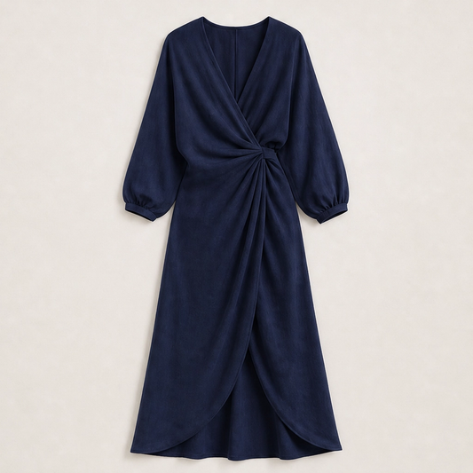 Amalfaine – Linen-Blend Draped Wrap Maxi Dress with Pockets + 50% OFF