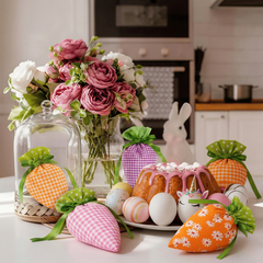 Bunnybrook™ – Plaid Fabric Carrot Drawstring Treat Bags for Easter + 50% OFF