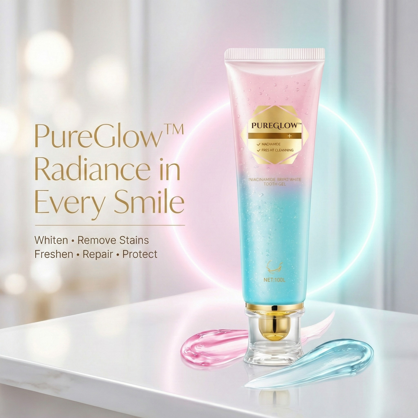The AuraGlow Whitening Gel - Niacinamide Brightening, Enamel Repair, and Day Results + 50% OFF