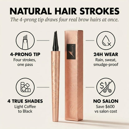 Feathline™ – 4-Prong Microblading Brow Pen | Waterproof, Natural Hair Strokes, 24H Wear + 1+1 FREE