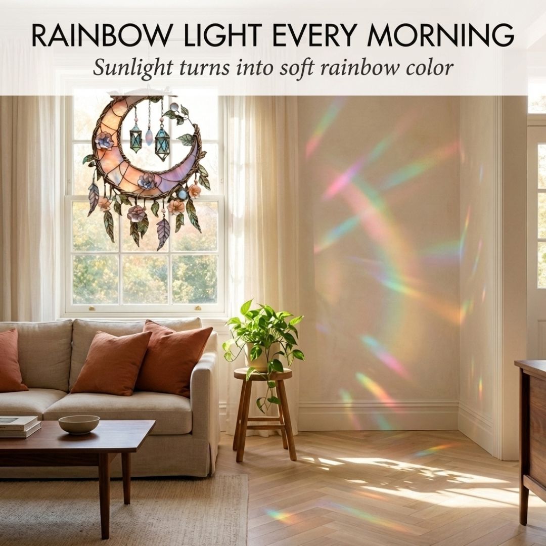 Lumavine™ – Handcrafted Moon & Floral Rainbow Light Window Decor + 50% OFF