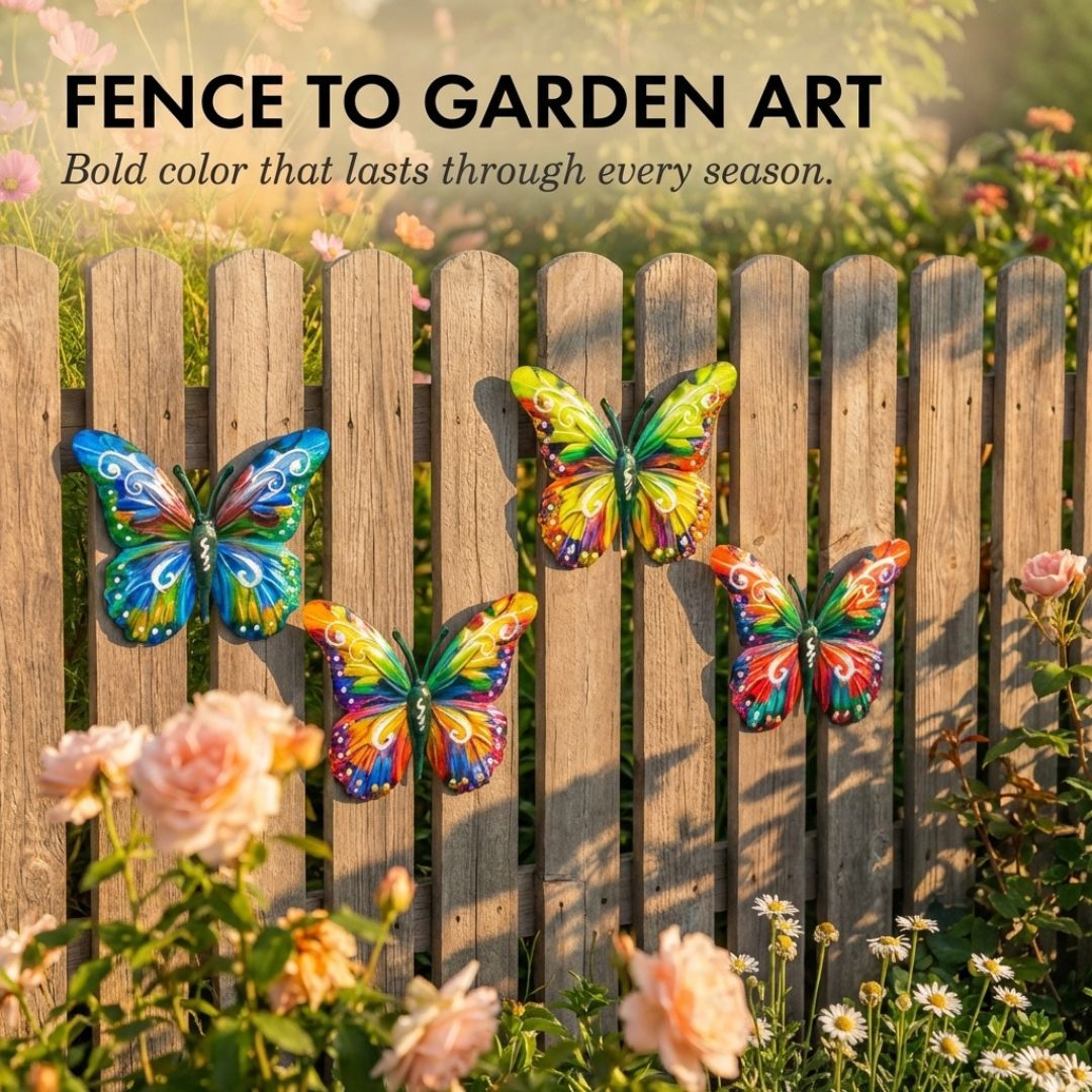 Wynglow™ – Vibrant Rust-Proof Metal Butterfly Wall Decor, Set of 4 + 50% OFF