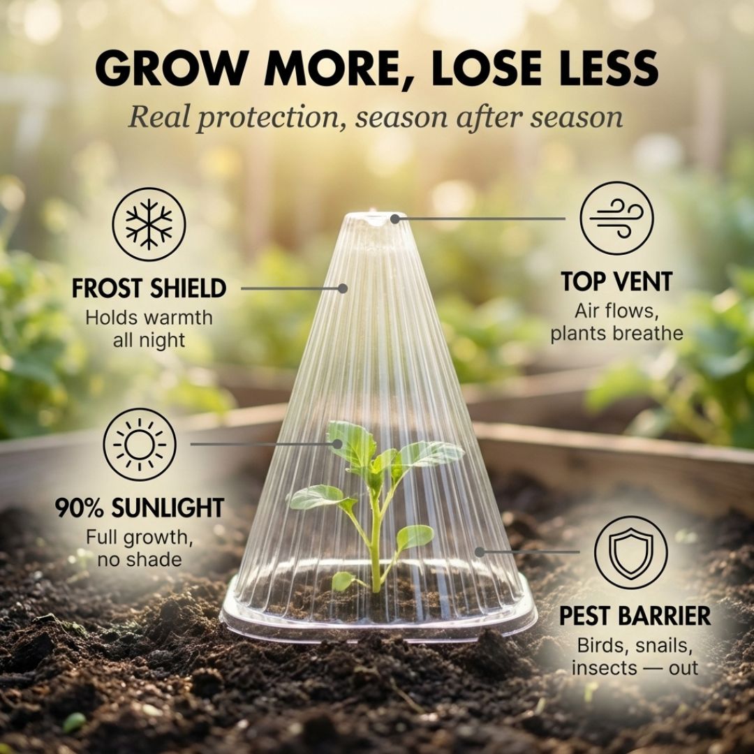 Clochwell™ – Ventilated PET Plant Cloches for Frost, Pests & Wind Protection + 50% OFF