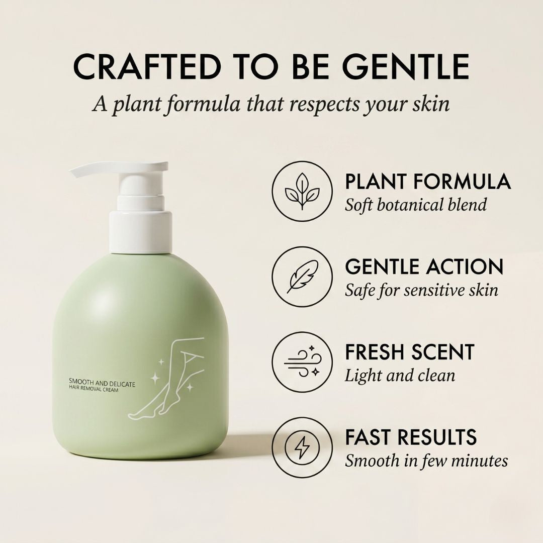 Velura™ – Gentle Plant-Based Hair Removal Cream with Soft Scent & Smooth Finish (230g + Spatula) + 50% OFF