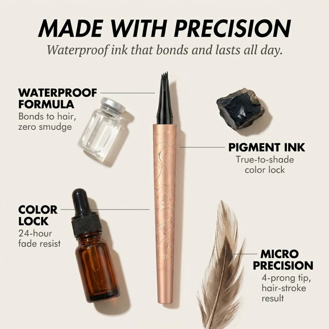 Feathline™ – 4-Prong Microblading Brow Pen | Waterproof, Natural Hair Strokes, 24H Wear + 1+1 FREE